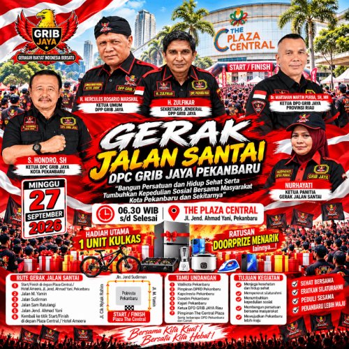 GRIB JAYA Pekanbaru Ajak Keluarga Besar dan Masyarakat Ikuti Gerak Jalan Santai, Hadiah Utama Kulkas