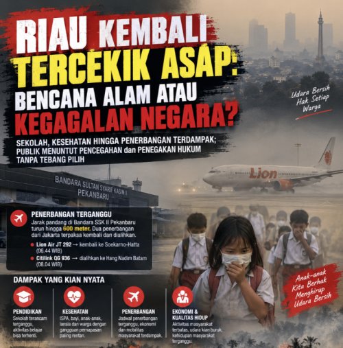 Kabut Asap Kembali Pekat, Penerbangan Terganggu: Jangan Biarkan Riau Jadi Langganan